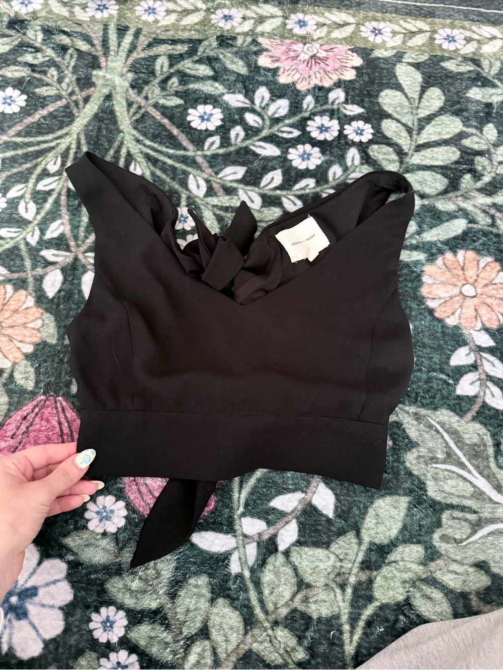 rag & bone Black Knot-Front Crop Top
